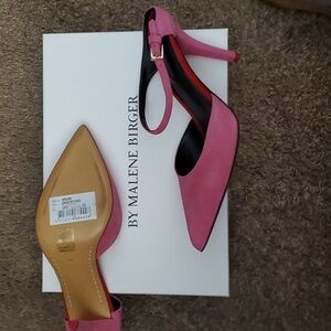 Malene Birger pink suede size 39 3.5" heel with ankle strap